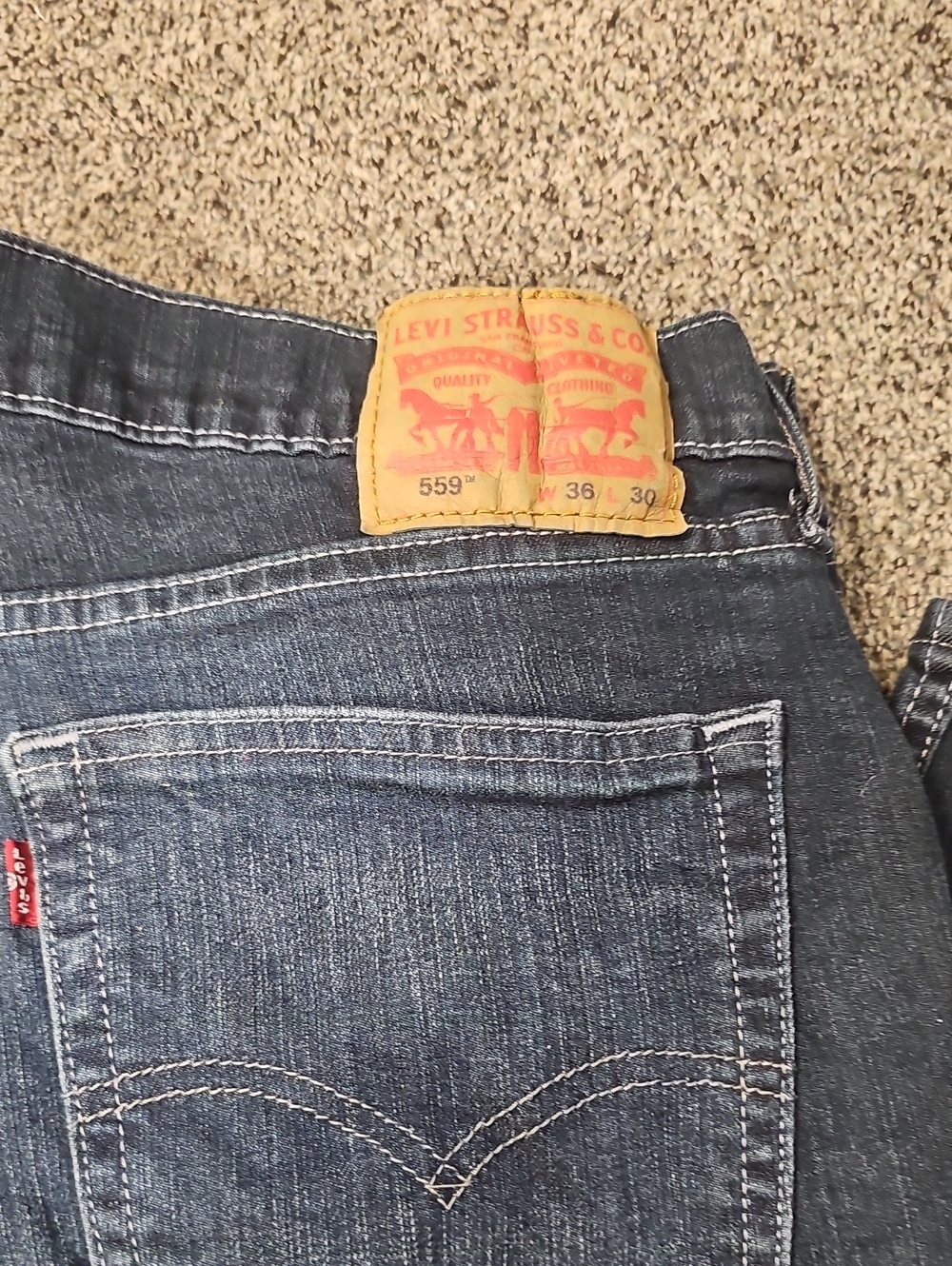 Levi's 559 Relaxed Fit Jeans in Dark Blue Denim 36x30
